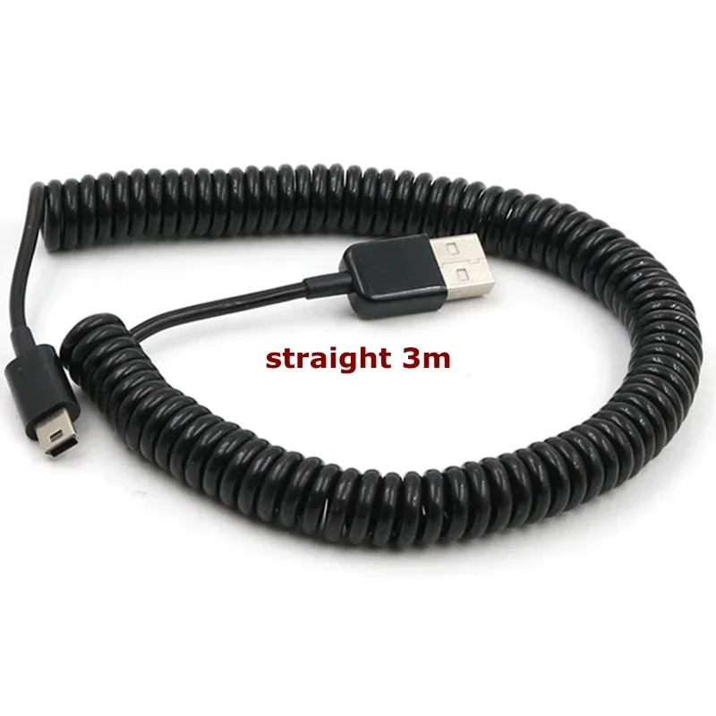 USB 2.0 A Male to Mini USB 5 Pin Right Angled 90 Degree Spiral Coiled Adapter Cord Cable 5ft for MP3 Players Digital Cameras