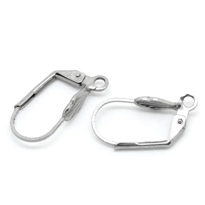 100Pcs Silver Tone Stainless Steel Earrings Wire Jewelry Making Charms 19x10mm