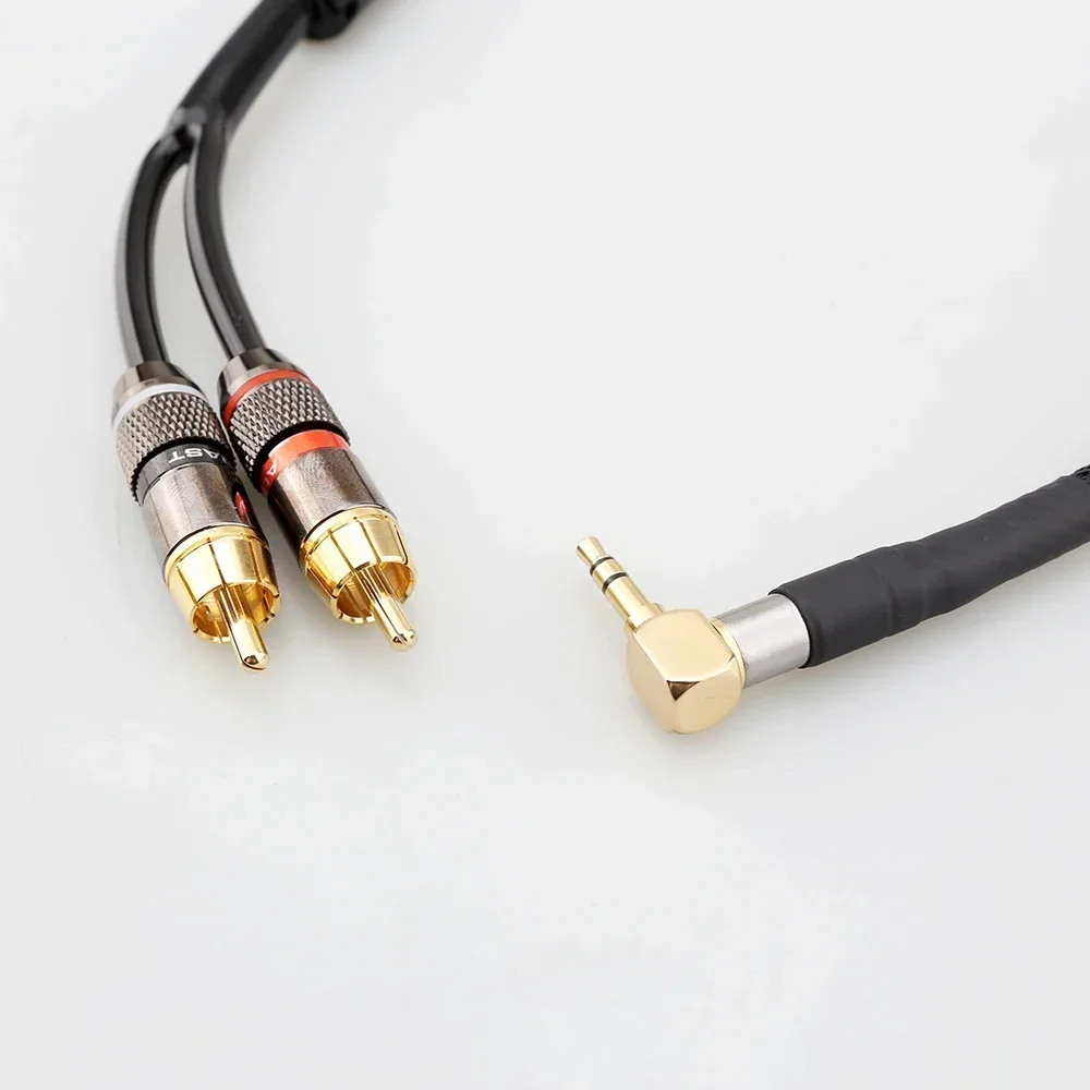Hifi rca كابل الصوت إشارة سلك جاك التوصيل 3.5 مللي متر بزاوية واحدة إلى اثنين كابل RCA 3.5 مللي متر مستقيم إلى 2RCA واجهة hifi amp الصوت