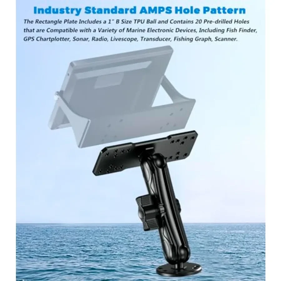 سبائك الألومنيوم صياد السمك جبل مع B حجم 1 الكرة لوحة مستطيلة قاعدة مستديرة 5.9 الذراع الطويلة البحرية الإلكترونية جبل متوافق