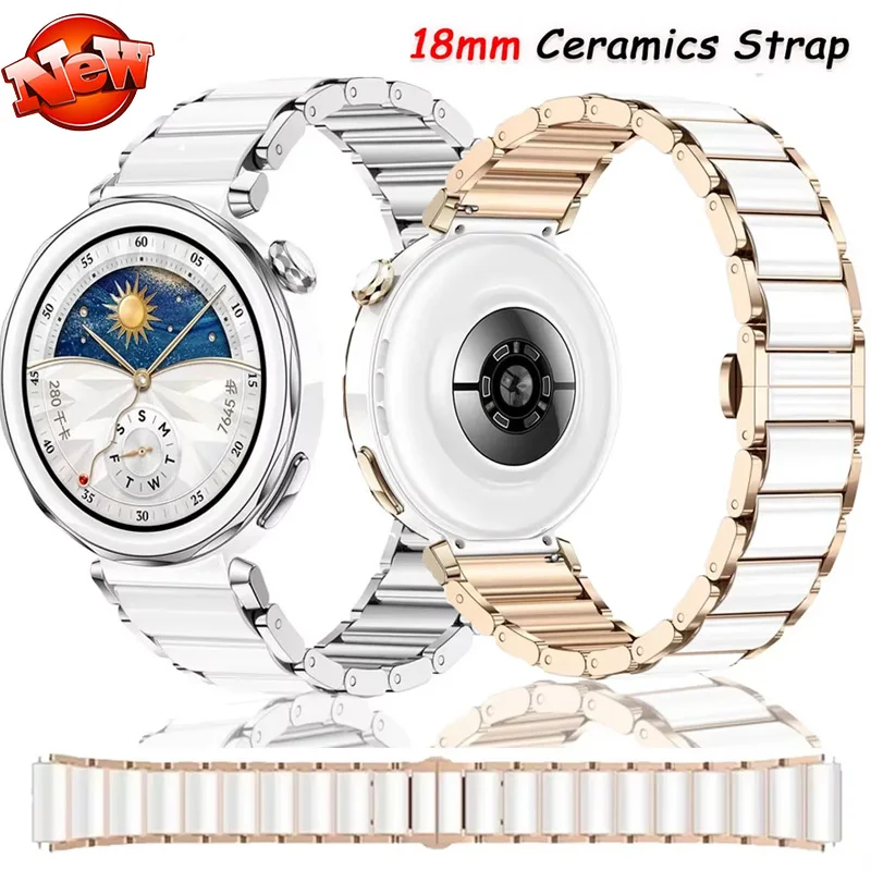 18mm Ceramic Strap For Huawei Watch GT5/4 41mm/GT5 Pro 42mm Delicate wristband Huawei Watch GT5 GT4 Metal Watchband Accessories