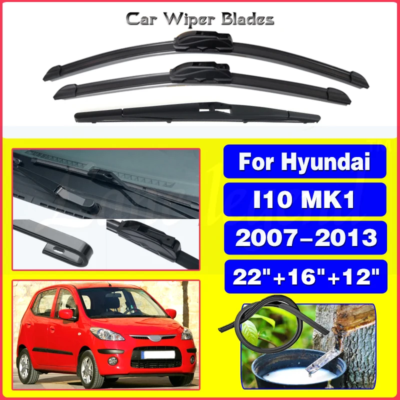 Car Front Rear Window Washer Windscreen Windshield Wiper Blades Arm For Hyundai I10 MK1 2007-2013 2008 2009 2010 2011 22\