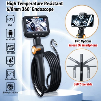6/8.5mm Industrial Rotary Endoscope Automotive Boroscope Visible Cable Pipe Inspection Tools with Articulation Cameras for Cars