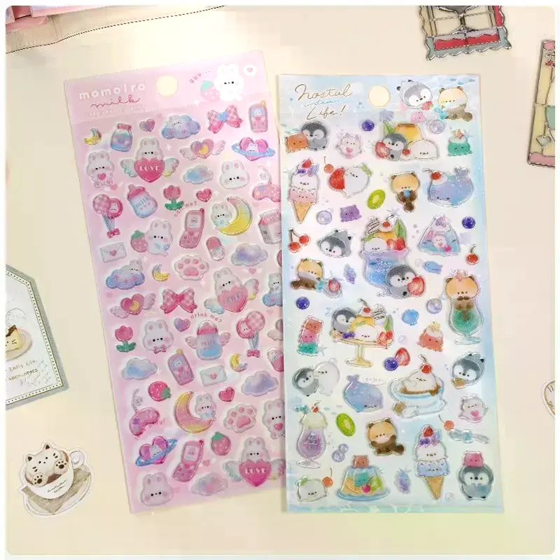 1/2 Sheets Scrapbooking DIY Journaling Cute Stationery Diary Decals Candy Color Animals Flash Decor Stickers Gift