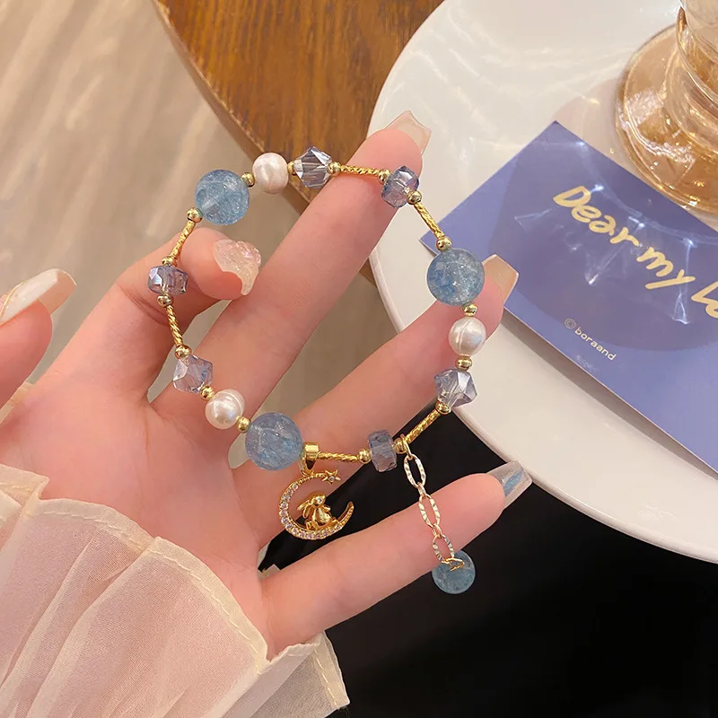 Ice extract Sweet Fresh Mori Rabbit Crystal Handmade Bracelet Antique Hans Clothing Accessories Student Girl heart Br