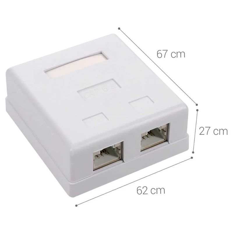 RJ45 Network Socket - Shielded Surface Mounted Double Wall Socket With CAT6A Ethernet LAN Cable Port For Network Cable