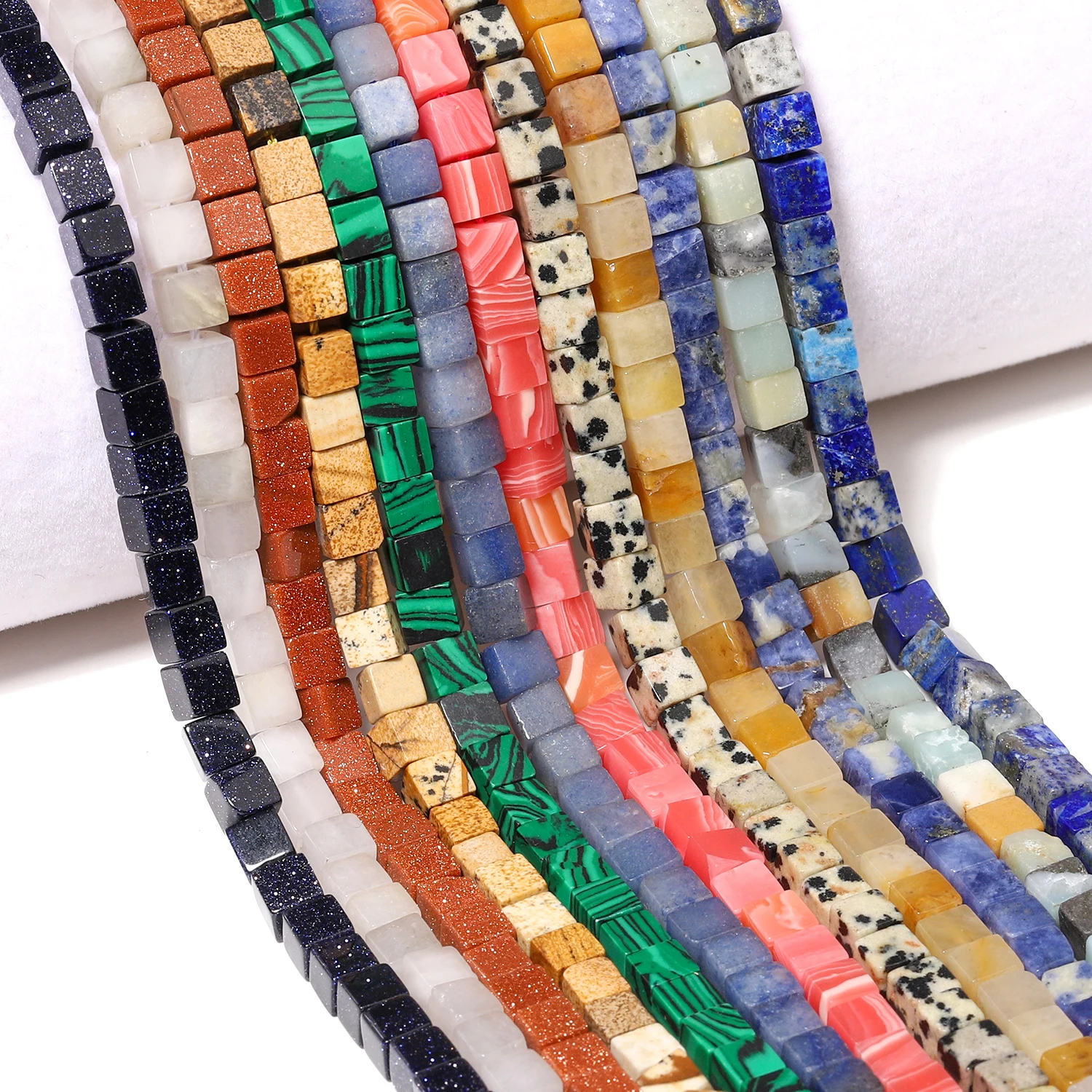 4mm Cube Beads Natural Stone Lemon Jade Square Spacer Beads For Jewelry Making DIY Bracelets Accessories