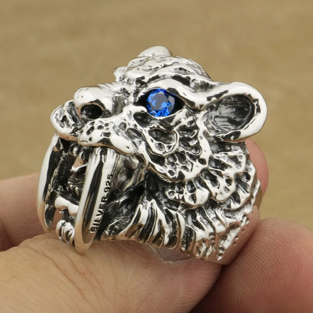 

Кольцо с золотым тигром из стерлингового серебра 925 пробы с фианитом, ювелирные изделия в стиле панк TA1X, размер США 7 ~ 15