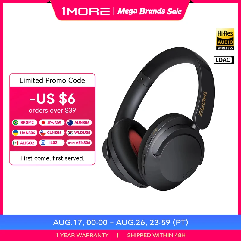 Fones de Ouvido Sem Fio 1MORE SonoFlow Pro HQ51 com Cancelamento de Ruído Bluetooth V5.4 AAC LDAC Hi-Res QuietMax ANC com 100 Horas de Duração da Bateria