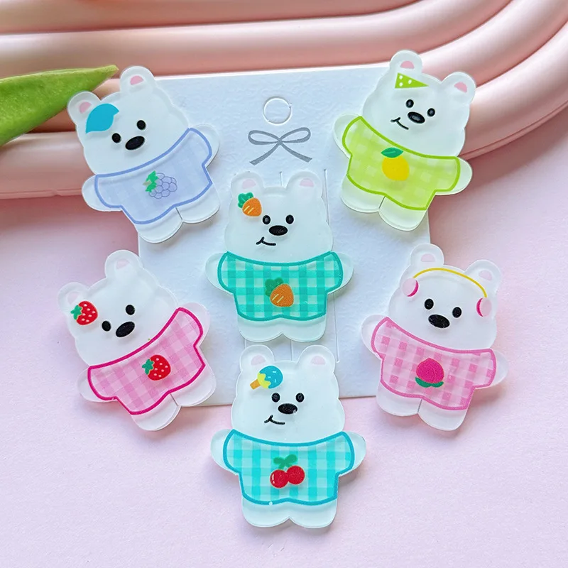 5 pièces miniso dessin animé acrylique mignon rouge pa flatback bricolage épingle à cheveux couvre-chef étui de téléphone portable sac hairb camarade de classe flatback