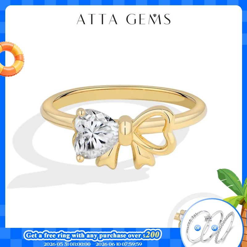 

ATTAGEMS 925 Silver Bow Knot Moissanite Rings forWomen Heart Cut Ruby Engagement Ring Bride Sweet Dainty Jewelry Mother Day Gift