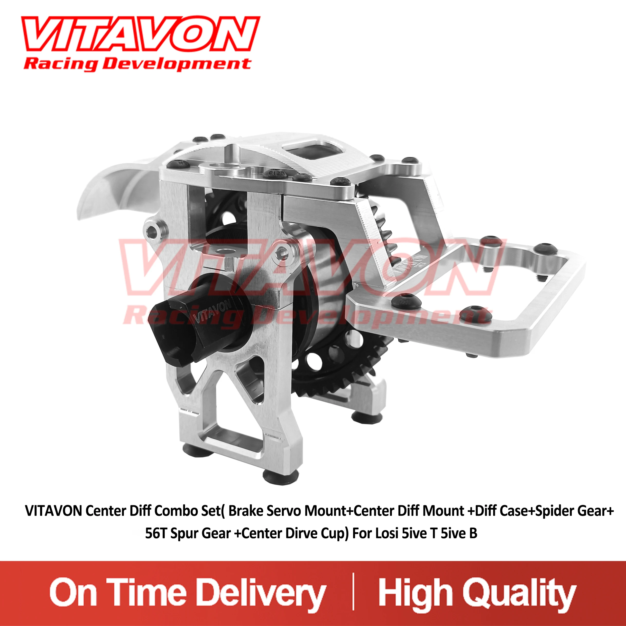 

VITAVON Center Diff Combo Set( Brake Servo Mount+Center Diff Mount +Diff Case+Spider Gear+56T Spur Gear +Center Dirve Cup) 5B 5T