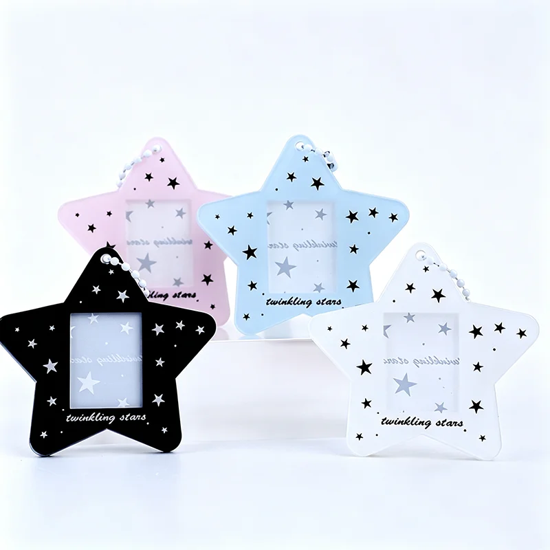 1 Inch Cute Star Shaped Acrylic Photocard Holder Twinkling Stars Mini Photo Sleeve for Kpop Photocard Collection Bag Pendant