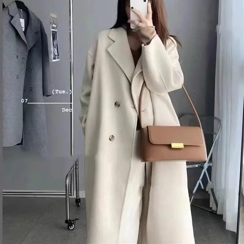 Thickened Autumn Winter Woolen Coat Women's Medium Length New Style Elegant Ladies Small Size Woolen Jacket Fragrance Style