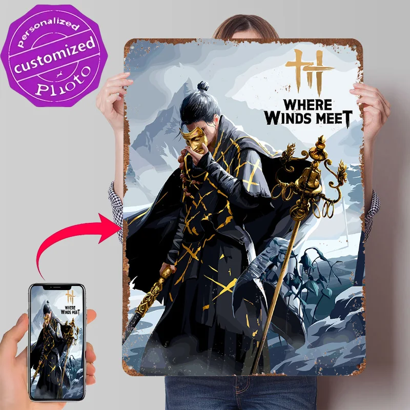 Where Winds Meet Game Art Printed Poster Customized Wall Art Retro Vintage Metal Tin Signs for Bedroom Decoration Gaming House