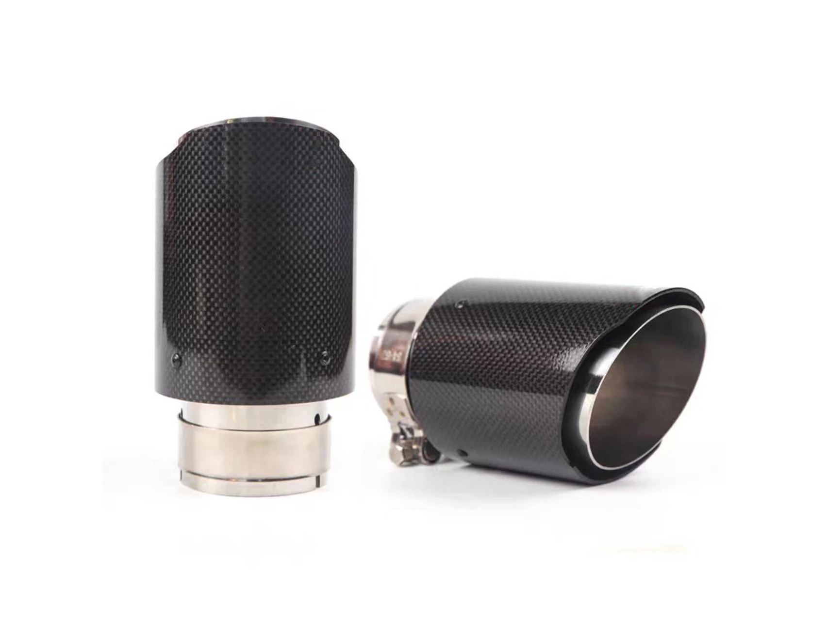 

1Pcs Automotive Universal Single Outlet Exhaust Tip Carbon Fiber Exhaust Nozzle Stainless Steel Muffler Tail Throat Gloss