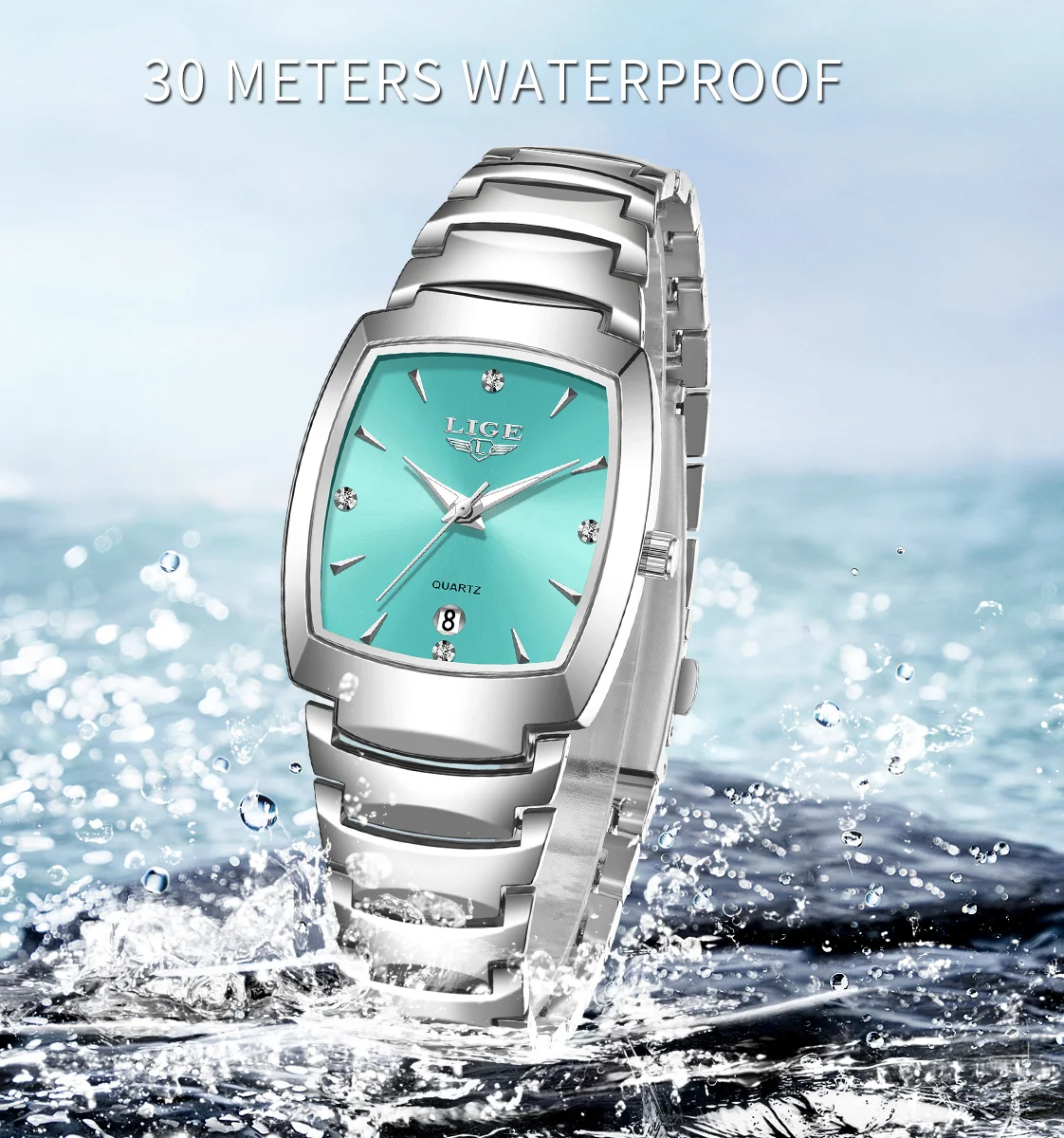 Women's Elegant Square Dial Waterproof Quartz Watch