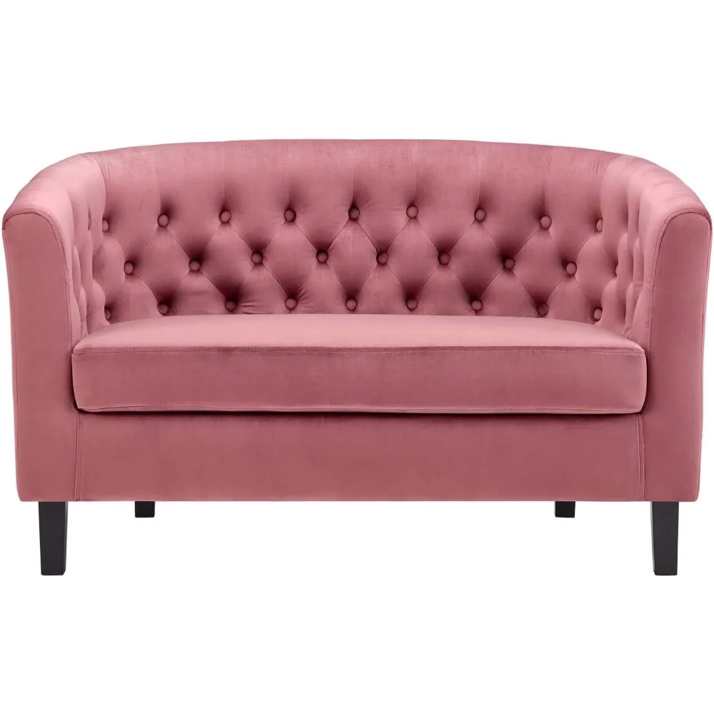 Prospect Channel Tufted Performance Velvet Modern، Loveseat، Dusty Rose