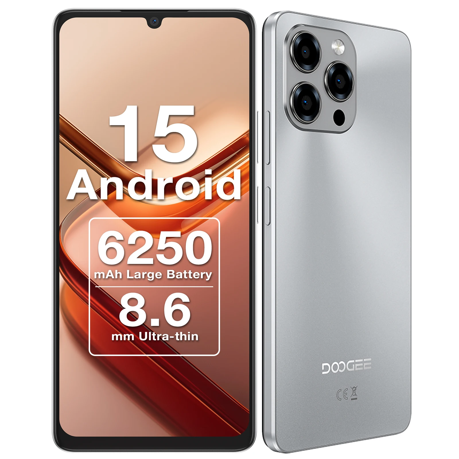 Global Version DOOGEE Note 58 Smartphone 8GB RAM GB ROM 6.75 "90Hz IPS Batería Grande De mAh NFC Android 15 Mobiele telefoons