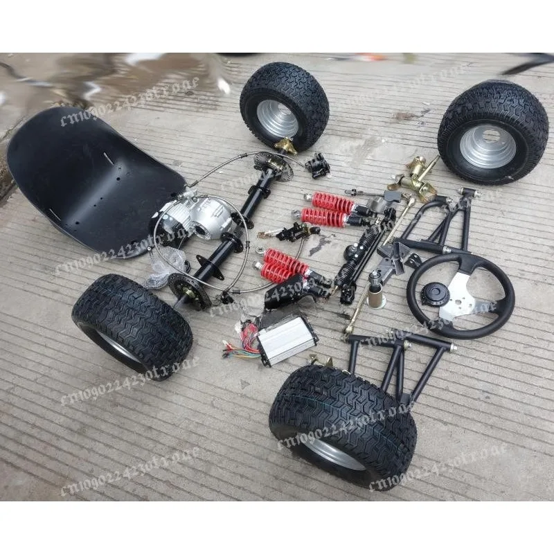 DIY Modified Electric Four-wheeler Kart Accessories Front Suspension Steering Differential Shaft Drive Motor Rear Axle 6-inch