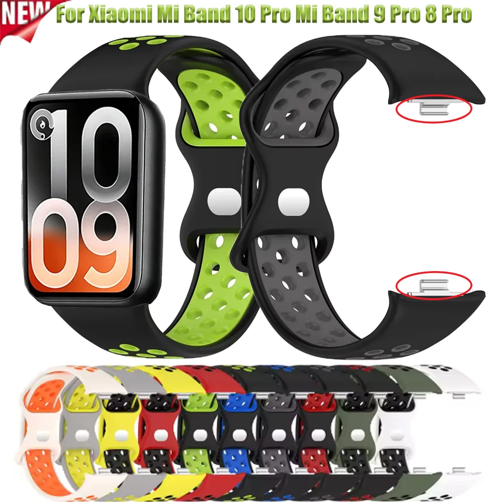 Weiches Silikon-Armband für Xiaomi Mi Band 10 Pro Mi Band 9 Pro 8 Pro Zweifarbiges Komfortables Armband Redmi Watch 6 5 4 Armreif
