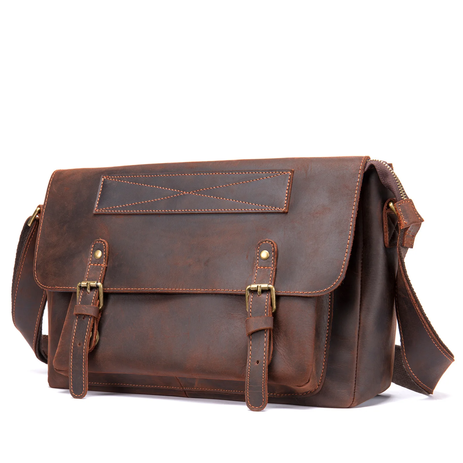 

Кожаная мужская сумка Crazy Horse, модная сумка через плечо из воловьей кожи первого слоя, винтажная сумка через плечо с клапаном, школьная сумка для файлов