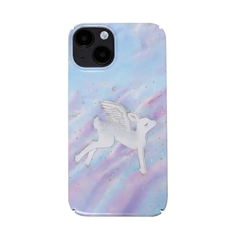 

INS Cute Purple Dreamy Deer Case for IPhone 16E 15 14 13 Pro Max 12 13 Mini 11 Pro 16Plus XR Shockproof Protective Hard PC Cover