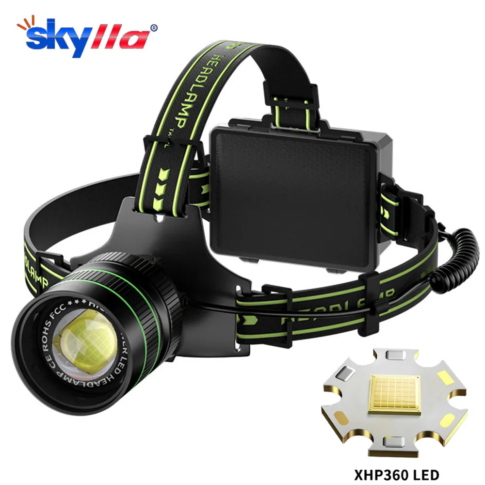 Super High Power XHP360 LED Headlamp Powerful Type-c Rechargeable Led Headlight IR Gesture Sensor for Outdoor Camping Fishing