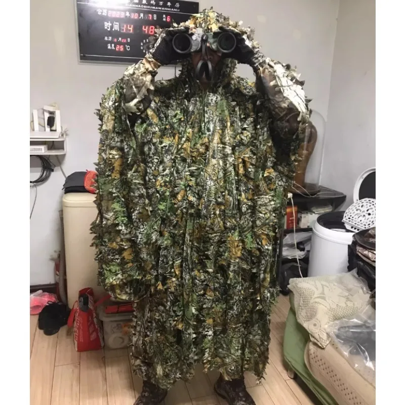 

3D Camouflage Woodland Cloak Maple Bionic Cape Costume Household Appearance Bird Tactical Uniform Sniper Hunting Clothes Camo