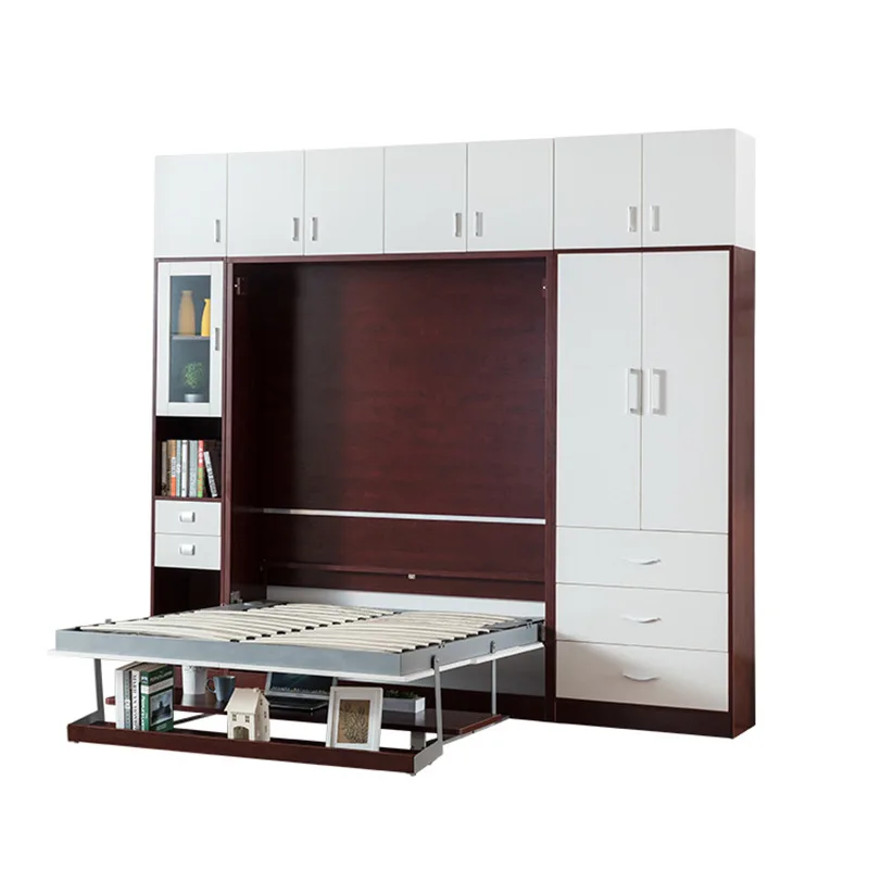 Invisible bed with desk Invisible bed with bookshelf Wall bed Murphy  Folding space saving furniture