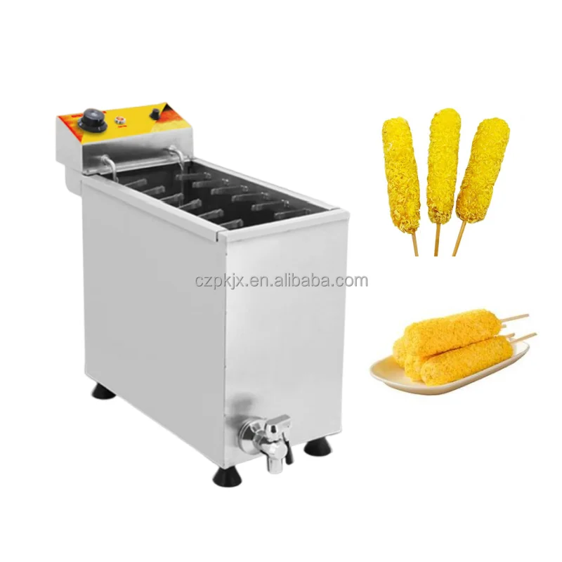 Precio barato eléctrico 110v 220v queso coreano palito para perritos calientes freidora Mozzarella máquina para freír perritos calientes freidora eléctrica para perros calientes y queso