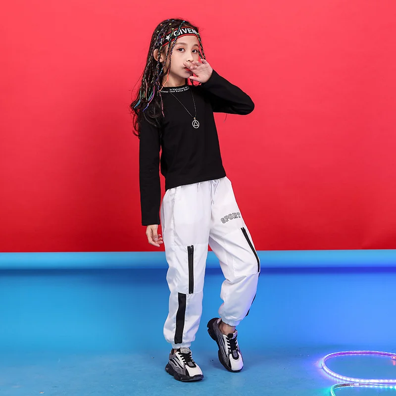 

Костюм джазового танца для девочек, Детский костюм в стиле хип-хоп, хип-хоп, однотонный осенний костюм для выступлений