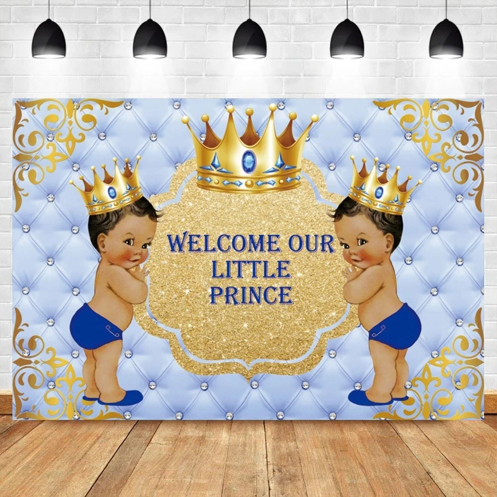 

Newborn Baby Shower Party Backdrop Prince Princess 1st Birthday Crown Balloon Decoration Photography Props Background Banners