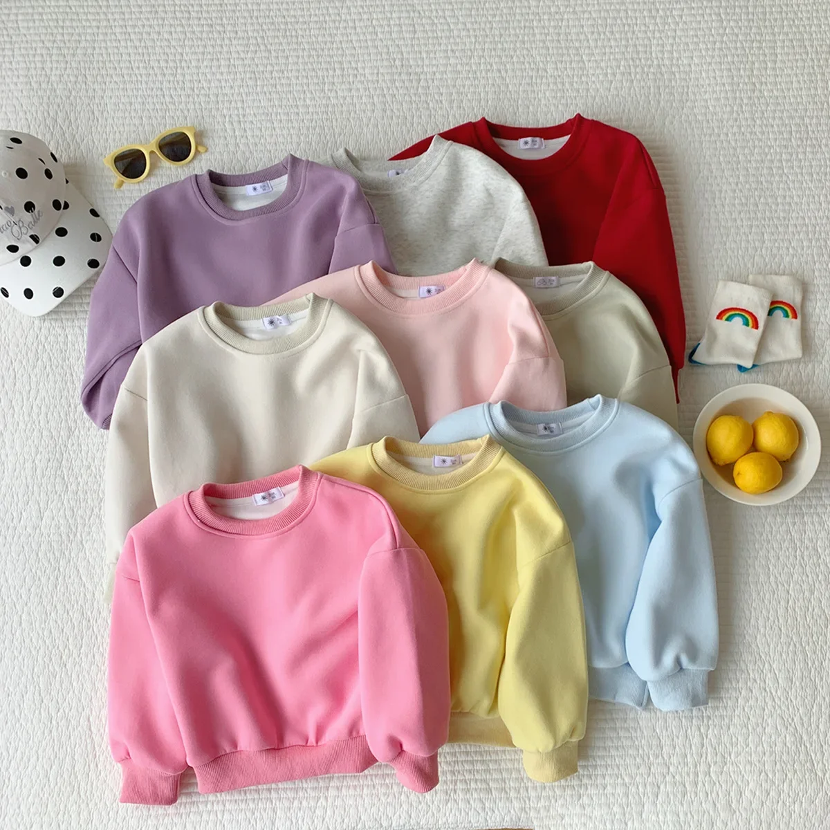 2-10T Toddler Kid Baby Boy Girl Sweatshirt Autumn Winter Clothes Long Sleeve Pullover Top Casual Plain Solid Sweatshirt