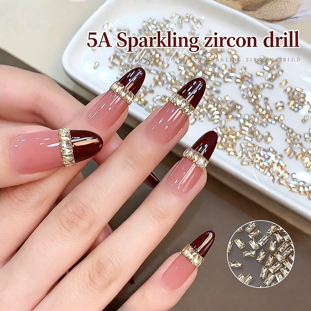 5A Mini Zircon Flat Bottomed Rectangular Shiny Nail Rhinestone White Nail Accessory Decoration