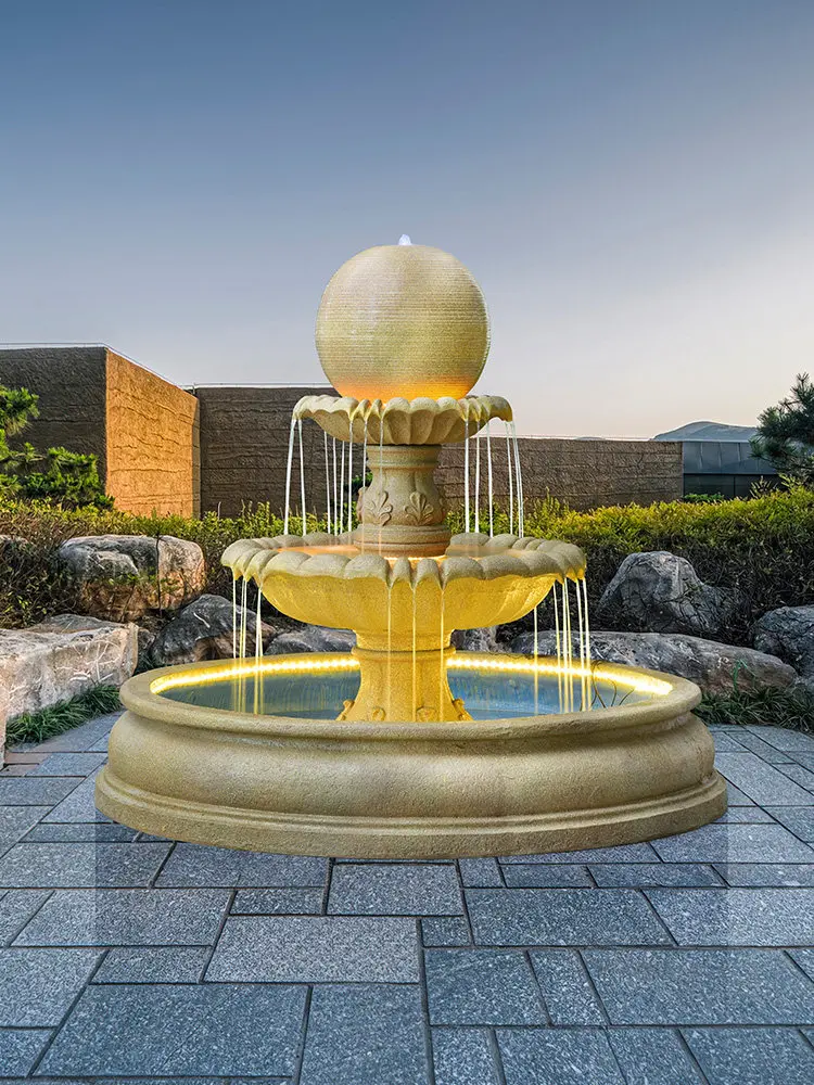 

Европейский сферический фонтан, орнамент для отеля, гостиной от пола до потолка, рыбный пруд, пейзаж, украшение на удачу