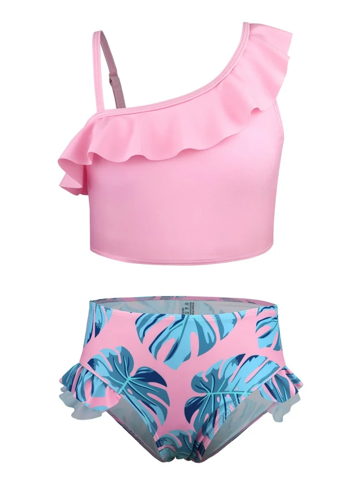 Bikini Kids Girls Swimsuit 2026 New Ruffle Sling Bikinis Set Children Swimwear Summer Beach Cover Up Bathing Suit For Swimming
