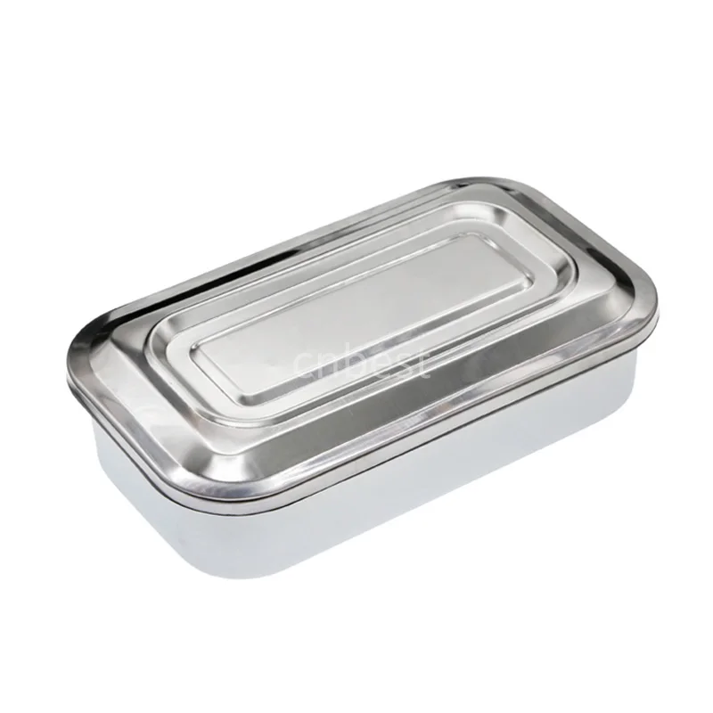 Stainless Steel Disinfection Box With Cover Rectangular Curved Waist Plate Instrument Tray Alcohol Jar Medicine Pot Small Measur