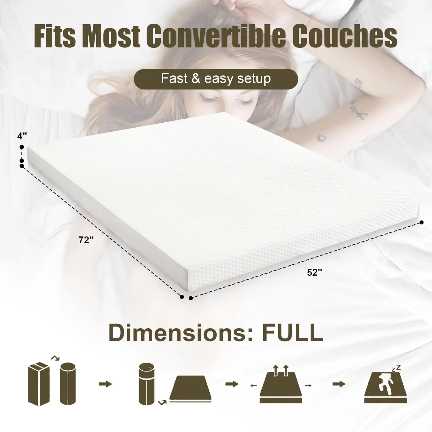 RVs, Daybeds, Boats & Guest Rooms, Foam, No Color Mentioned, Removable Washable Cover