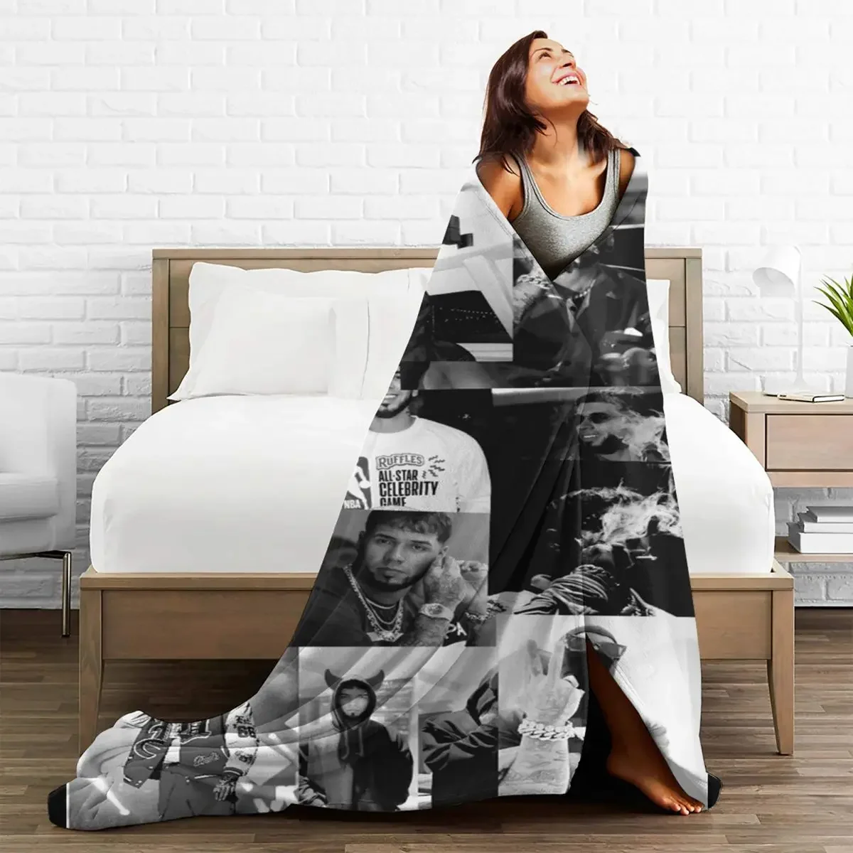 

Baby Blanket Anuel AA Singer Plaid Collage Sofa Cover Coral Plush Fleece Winter Super Warm Throw for Sofa Outdoor Bedspread
