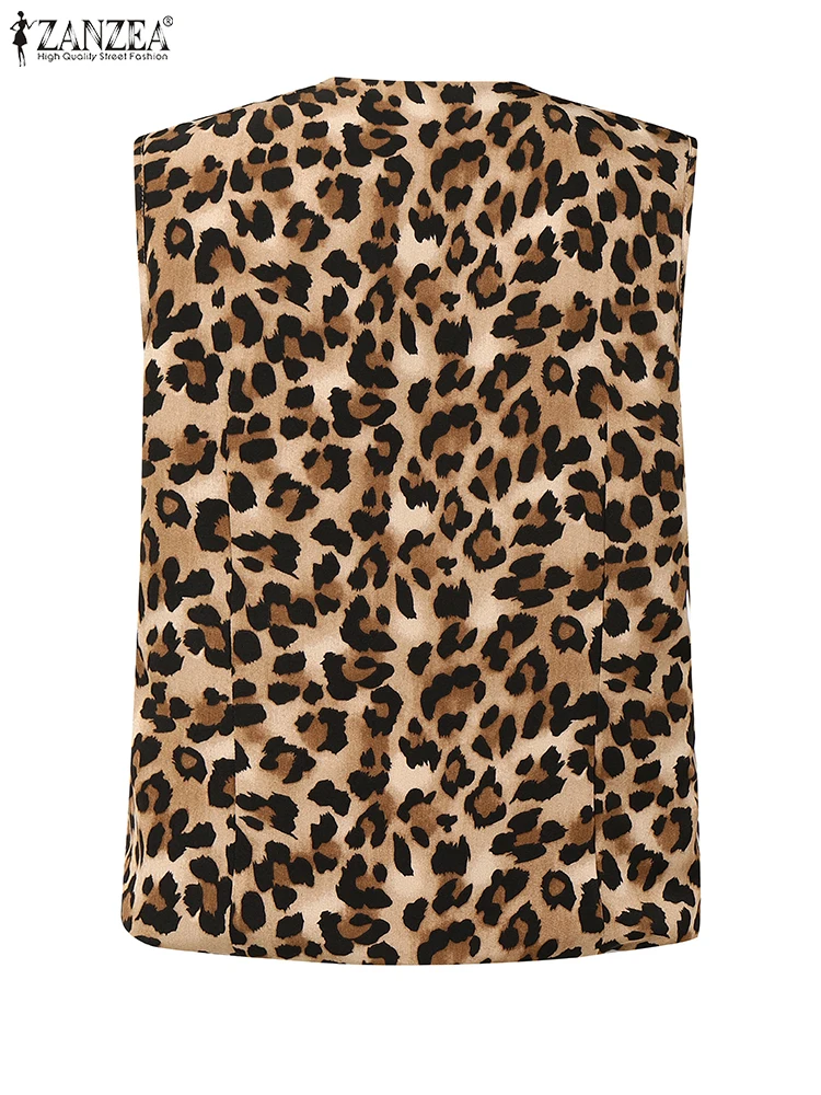 سترات صيفية بدون أكمام من ZANZEA لعام 2025 سترات نسائية أنيقة ملابس مكتبية صدريات موضة قميص عطلة على شكل حرف v كاميس