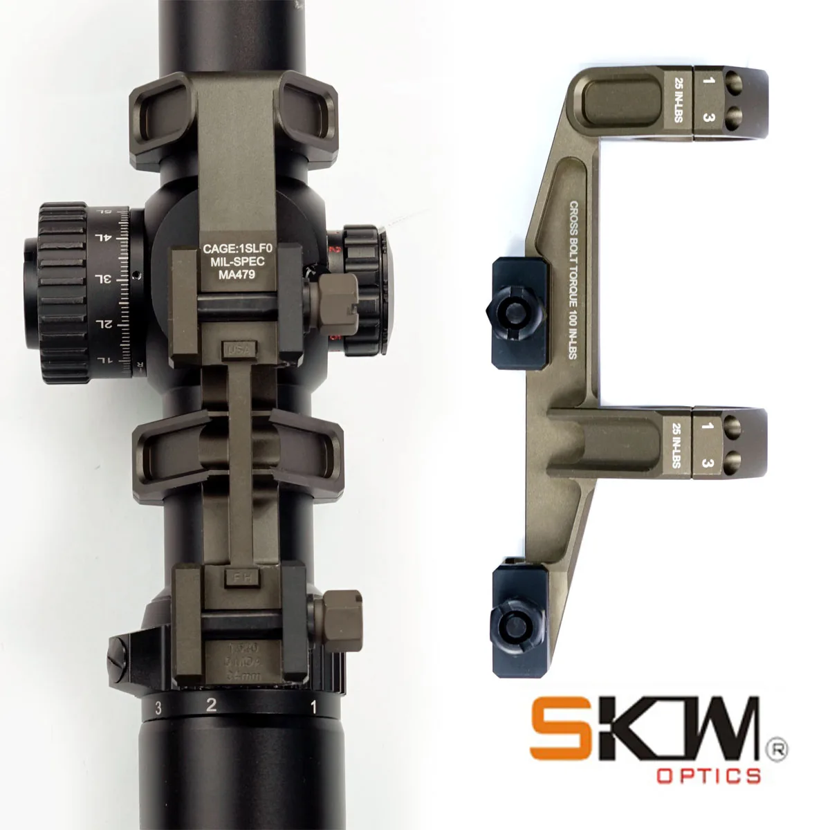 SKWoptics-Scope Rings Low AR15 M4 Mount CNC, 1913 Picatinny Rails, 30mm,