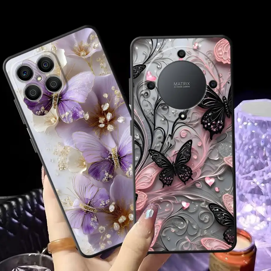 Black Butterfly Pattern Funda Phone Cover Case for Huawei P20 P40 Lite P Smart 2019 P30 P20 Pro P20 Lite 2018