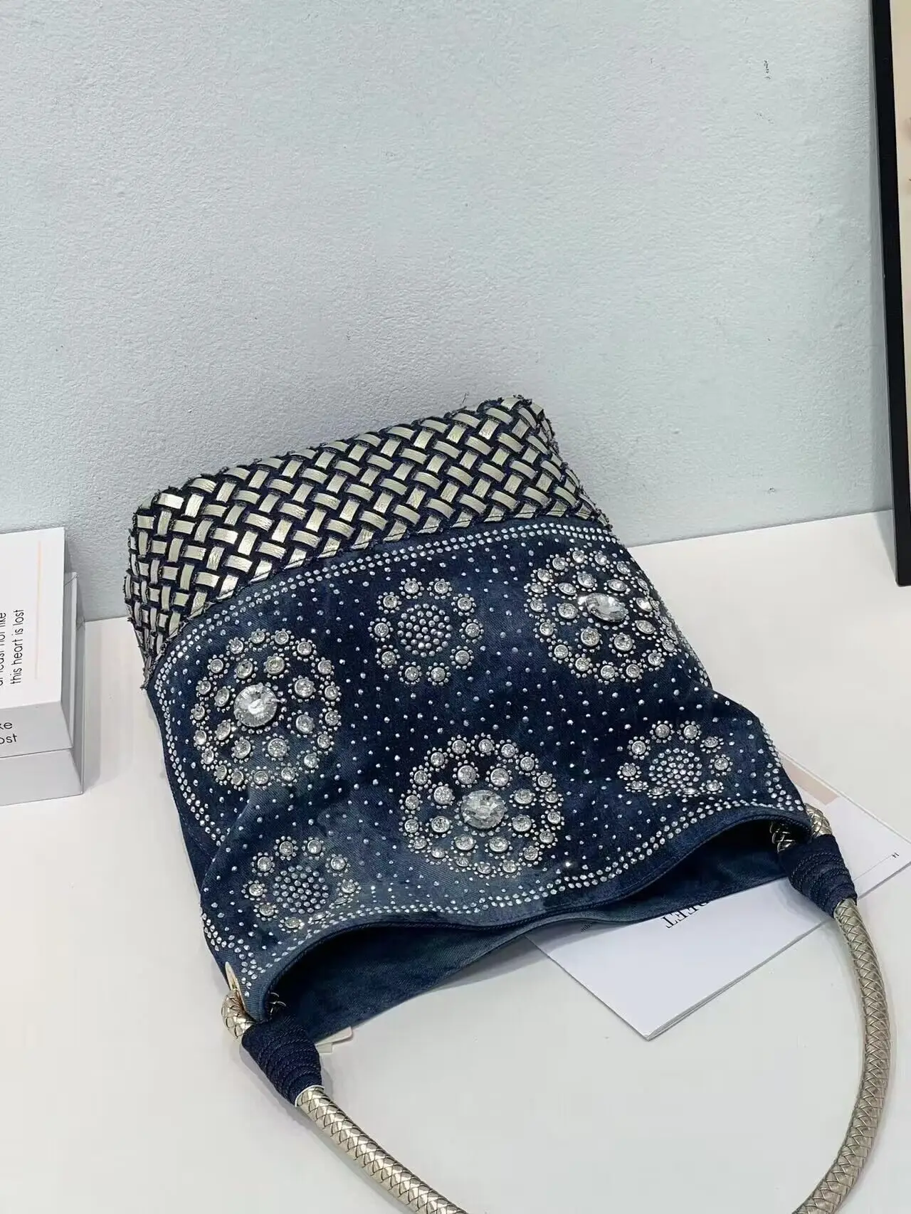 sac de luxe femme diamenty projektant luksusowe torby dżinsowe dla kobiet tkane torby na ramię torba Crossbody słonecznikowa torebka damska