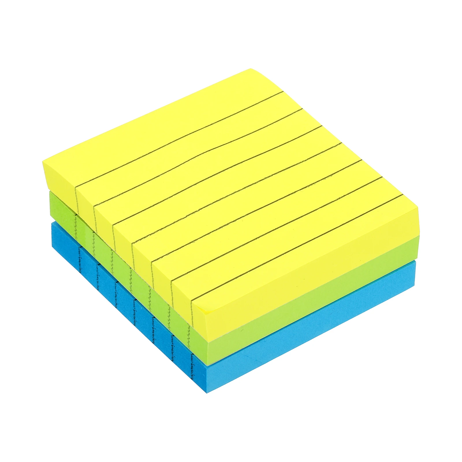 

3/6/12Pcs Lined Sticky Notes Fluorescent Self-Stick Note Pads 100 Sheets/Pad Fluorescent Colorful for Home Office