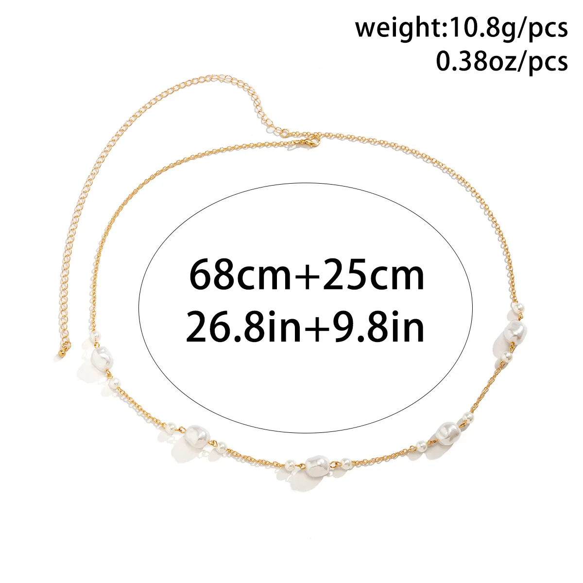 Vintage Sweet Irregular Imitation Pearl Body Chain Women's 2023 Simple and Sexy Gold Metal Waist Chain Girls' Fashion Jewelry