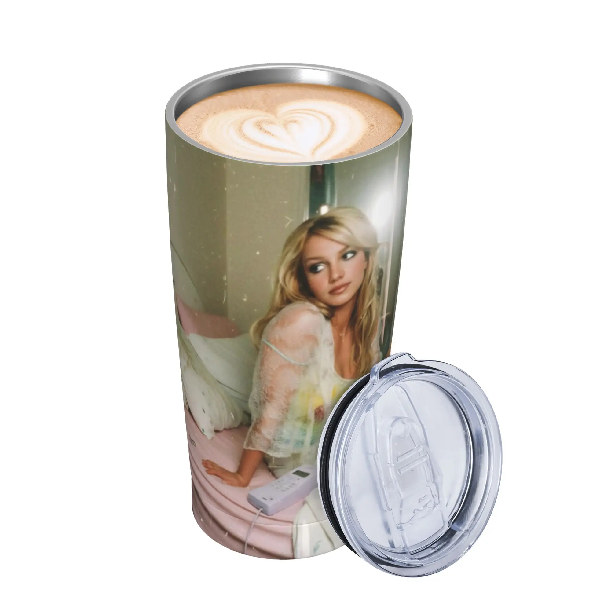 Singer Britney Spears Insulated Tumbler with Straws  Stainless Steel Coffee Mugs Outdoor Travel Hot Cold Drinks Cups 20oz