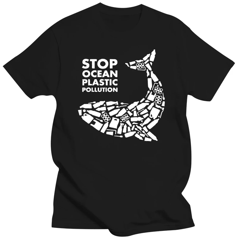 Stop Ocean Plastic Pollution Mens T-Shirt Global Warming Whale Environmental Top New Design Men Tee Shirt Tops Short Sleeve