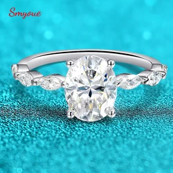 Smyoue 1CT 2CT Oval Cut Full Moissanite Wedding Ring for Women Bridal Promise Band 100% S925 Sterling Silver Plated 18k Gold