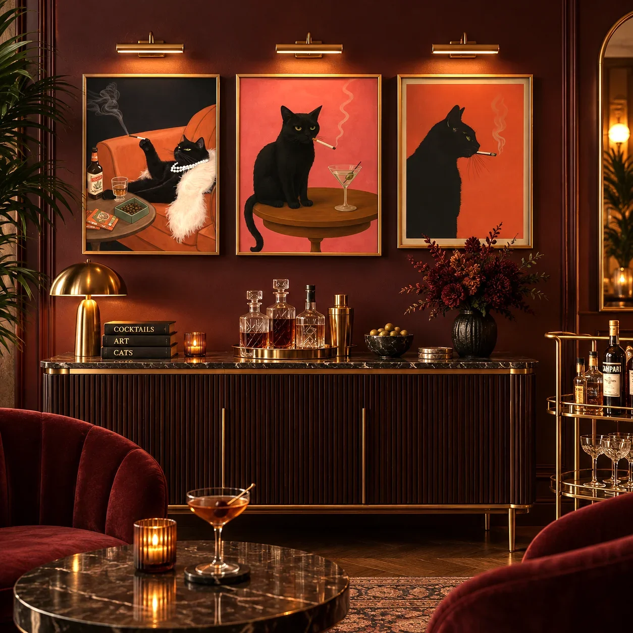1pc frameless Canvas Painting Original Black Cat Smoking Cigarette Vintage Poster Funny Animal Wall Art Retro Cat Print Quirky B